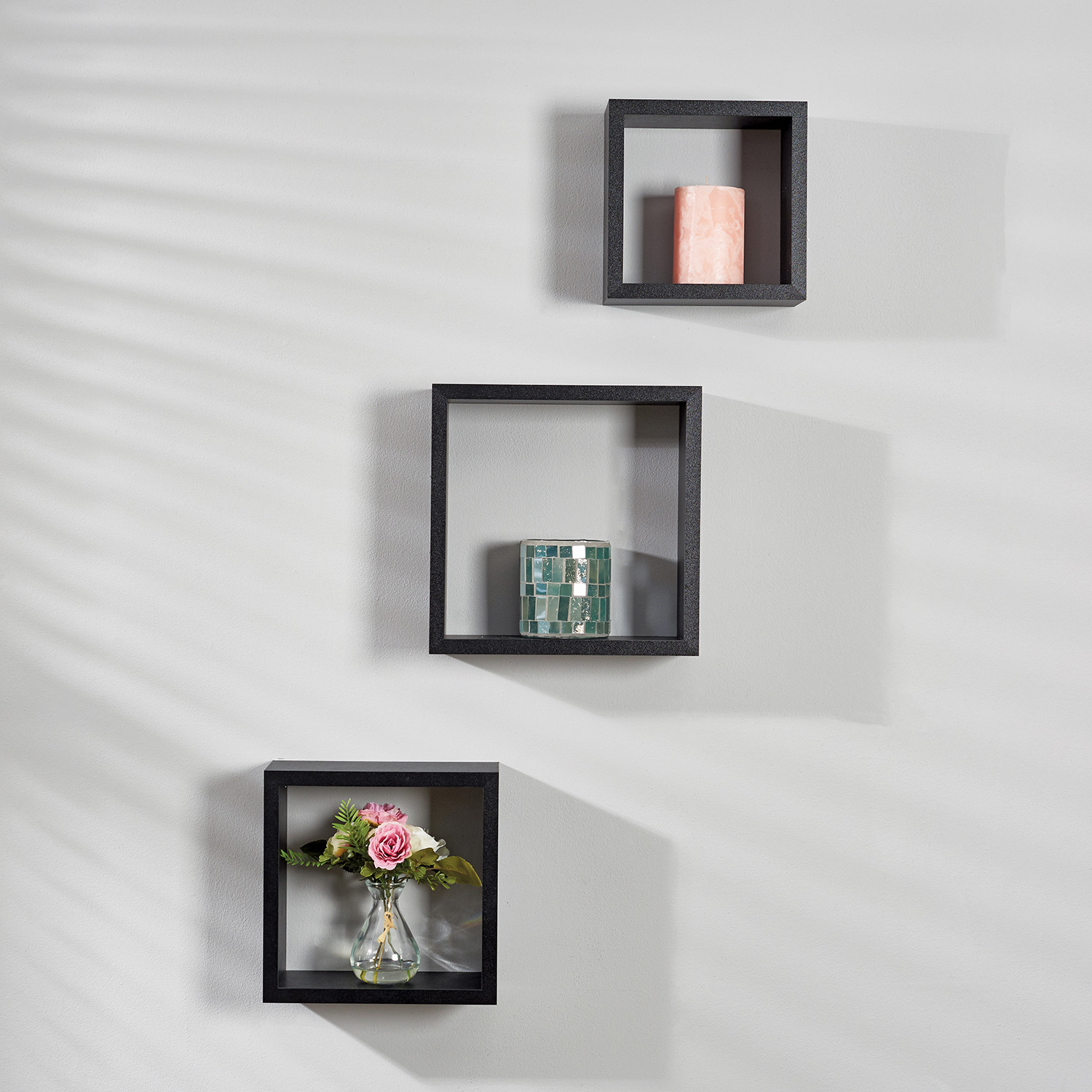 Black Wall Mounted Cubes 3 Pack Image 1