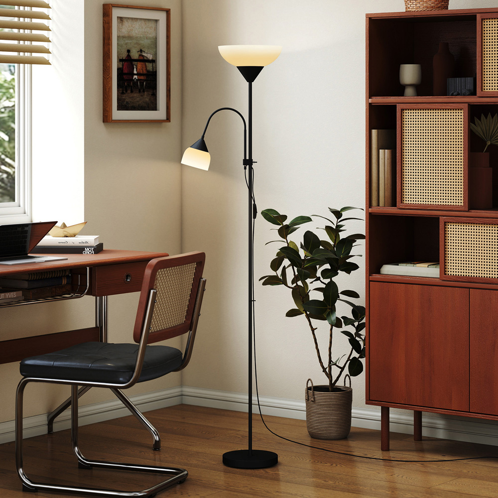 HOMCOM 2 Way Black Mother Child Floor Lamp with 3 Colour Temperatures Image 3