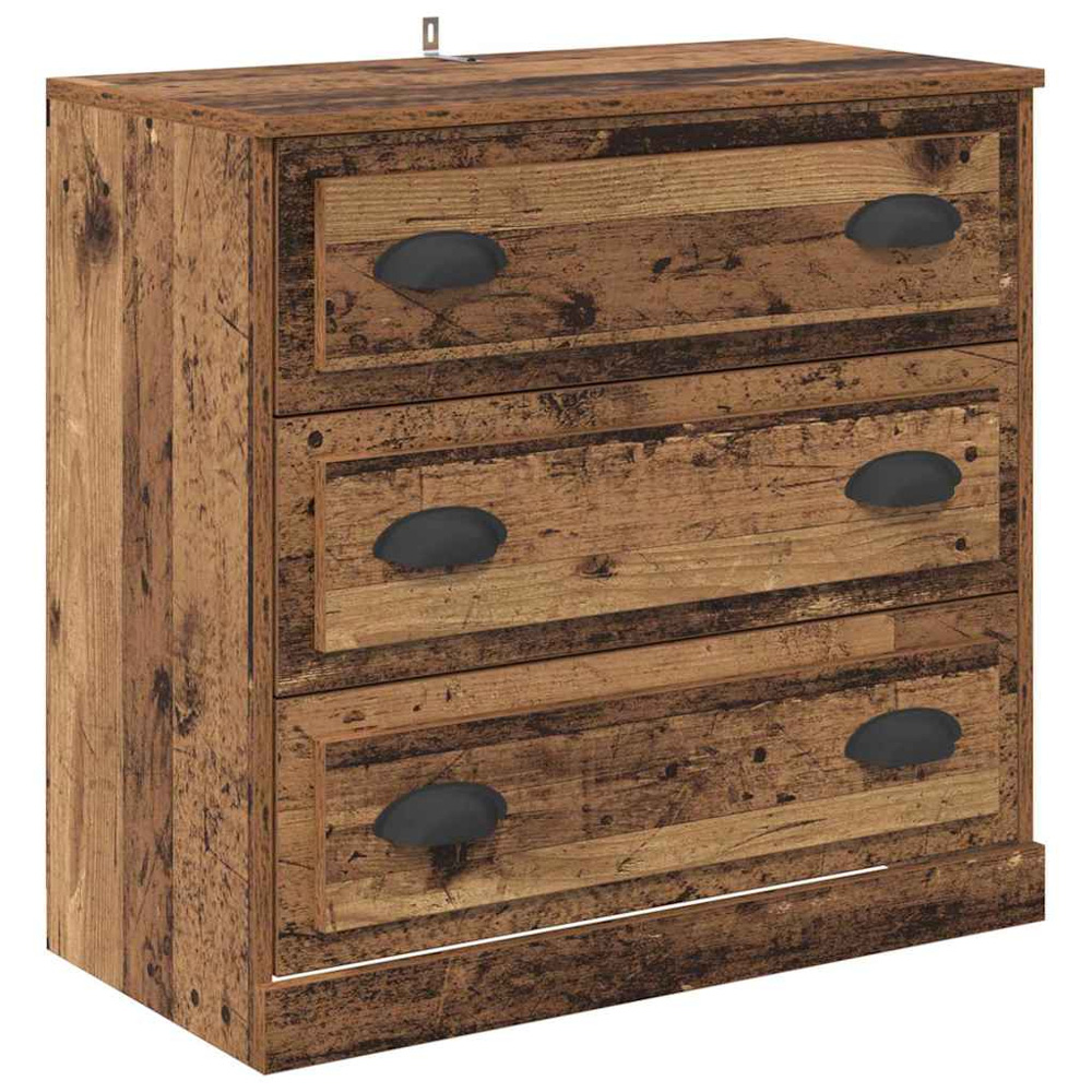 vidaXL 3 Drawer Old Wood Modern Sideboard Set of 2 Image 5