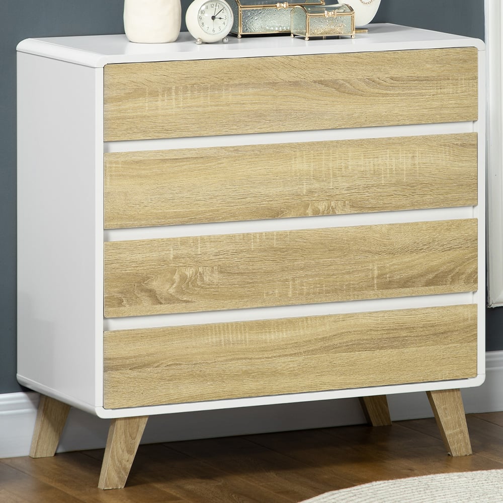 Portland 4 Drawer Oak Chest of Drawers Image 1