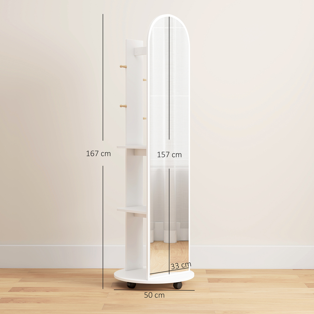 HOMCOM 2-in-1 White Full Length Mirror with Wheels Image 9