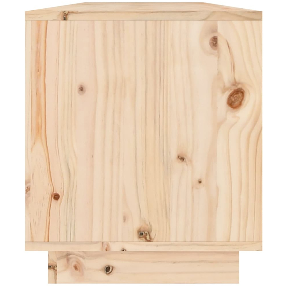vidaXL 3 Drawer Single Shelf Natural Solid Pine Wood Wide TV Cabinet Image 4