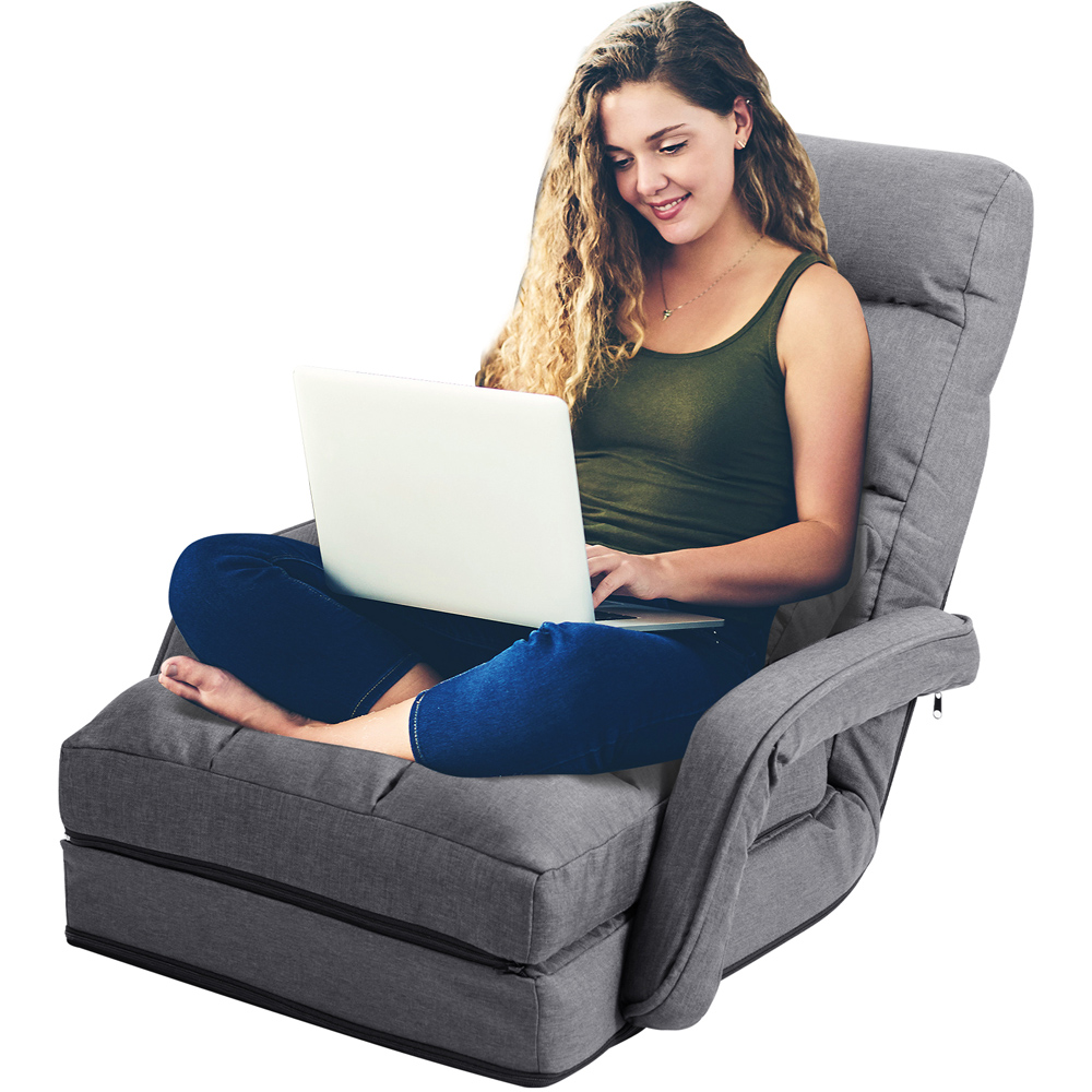 Costway Grey Adjustable Folding Floor Lazy Chair Image 3