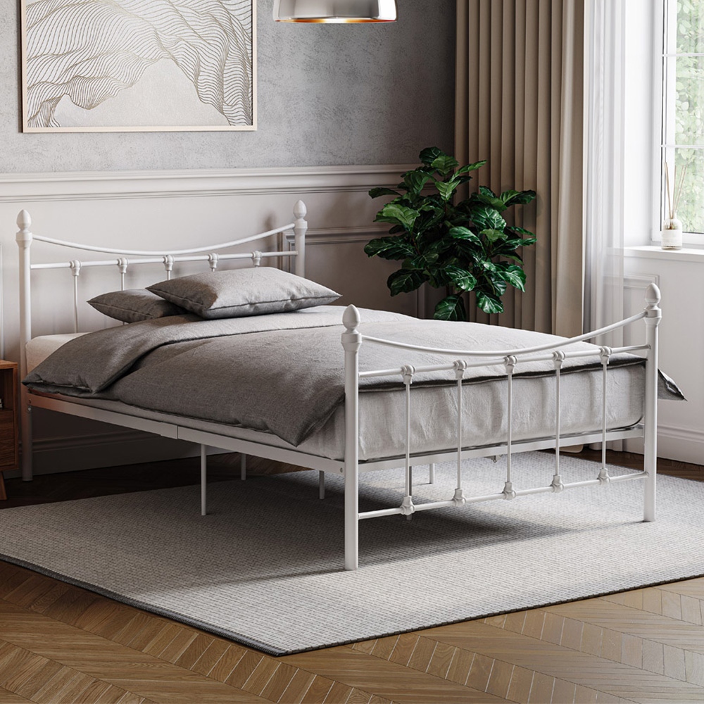 Vida Designs Paris Small Double White Metal Bed Frame Image 1