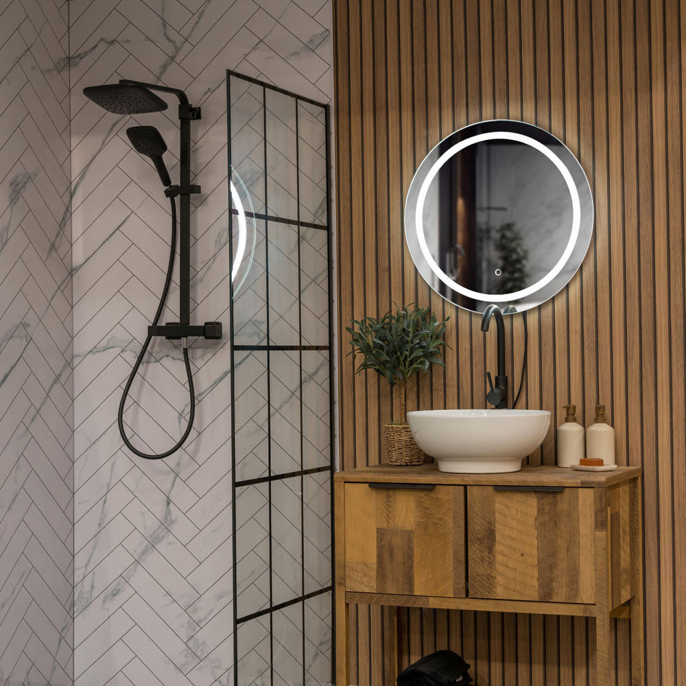 ValueLights Round Inset LED Bathroom Mirror with Touch Control Image 3