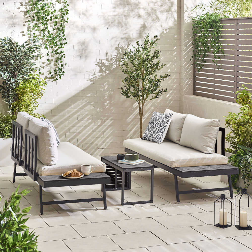 Furniturebox Cancun Grey Metal 2 Seater Outdoor Lounge Set Image 7