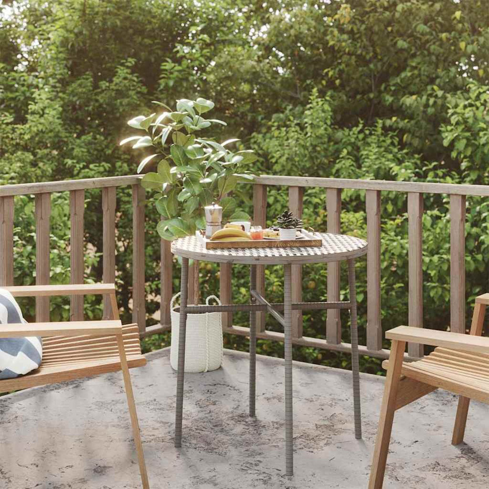 Walplus Grey PE Rattan Steel Coffee Table Image 6