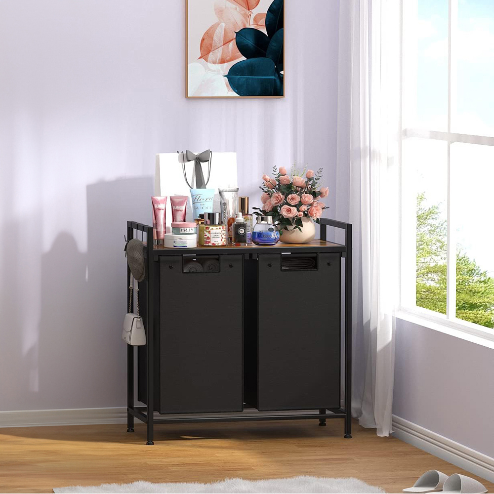 Neo Single Shelf Black Double Laundry Hamper Image 5