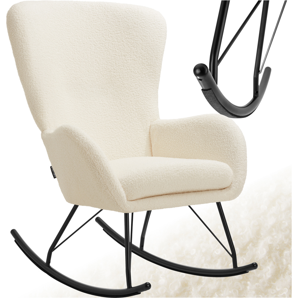 tectake Cream and Black Swing Rocking Chair Image 2