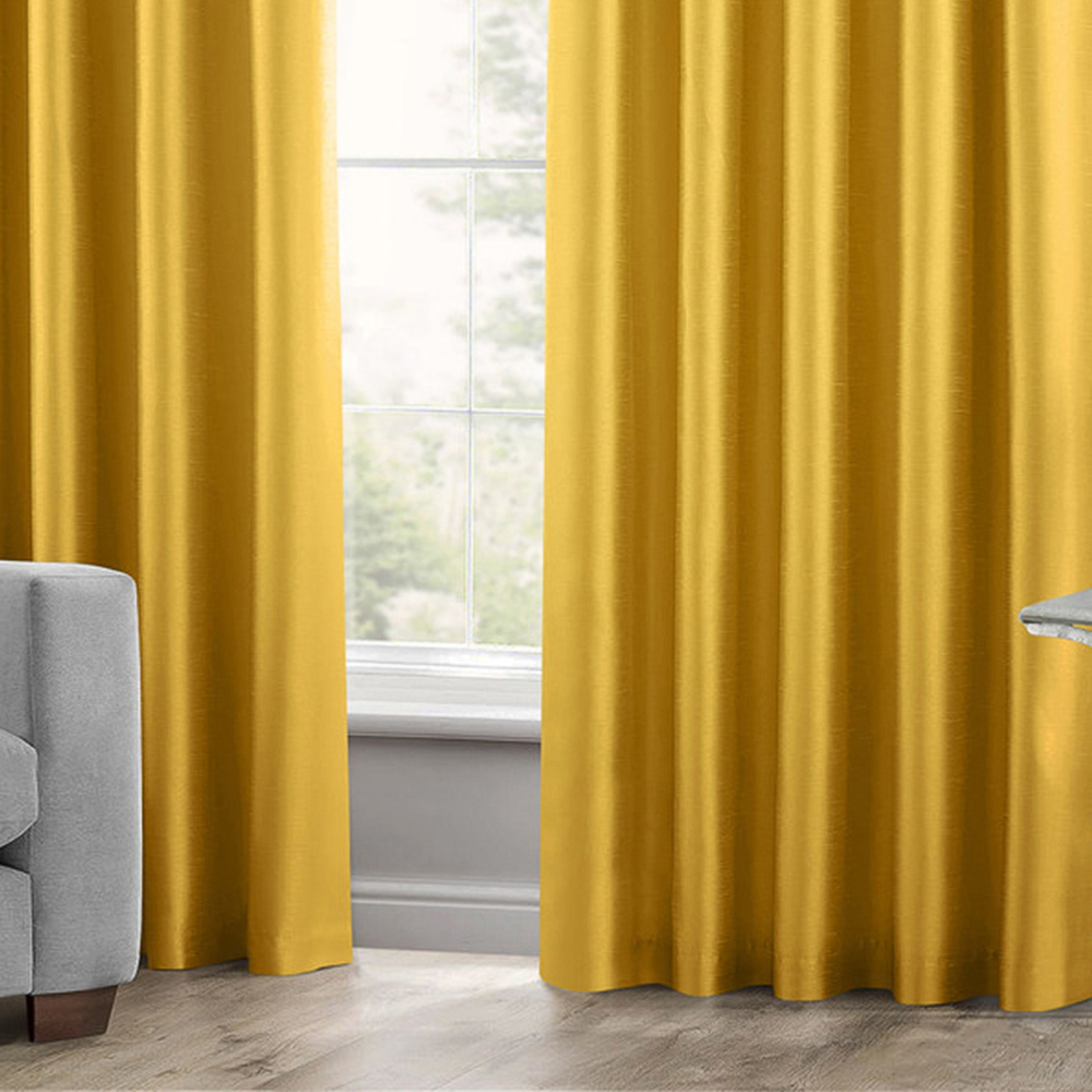 Intimates Faux Silk Ochre Curtains 117 x 137cm Image 3