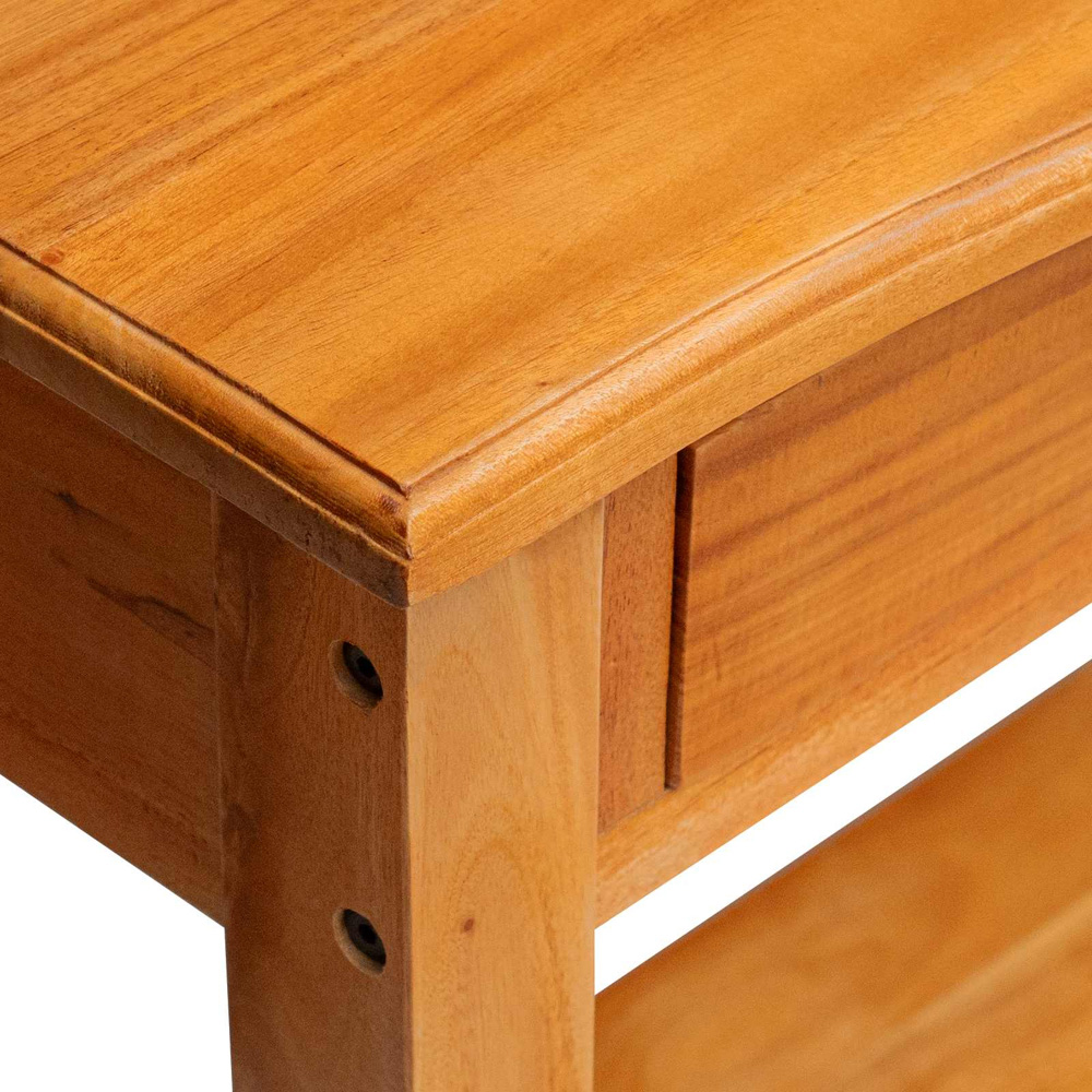 vidaXL 6 Drawer Single Shelf Natural Solid Mahogany Wood Rustic Console Table Image 8