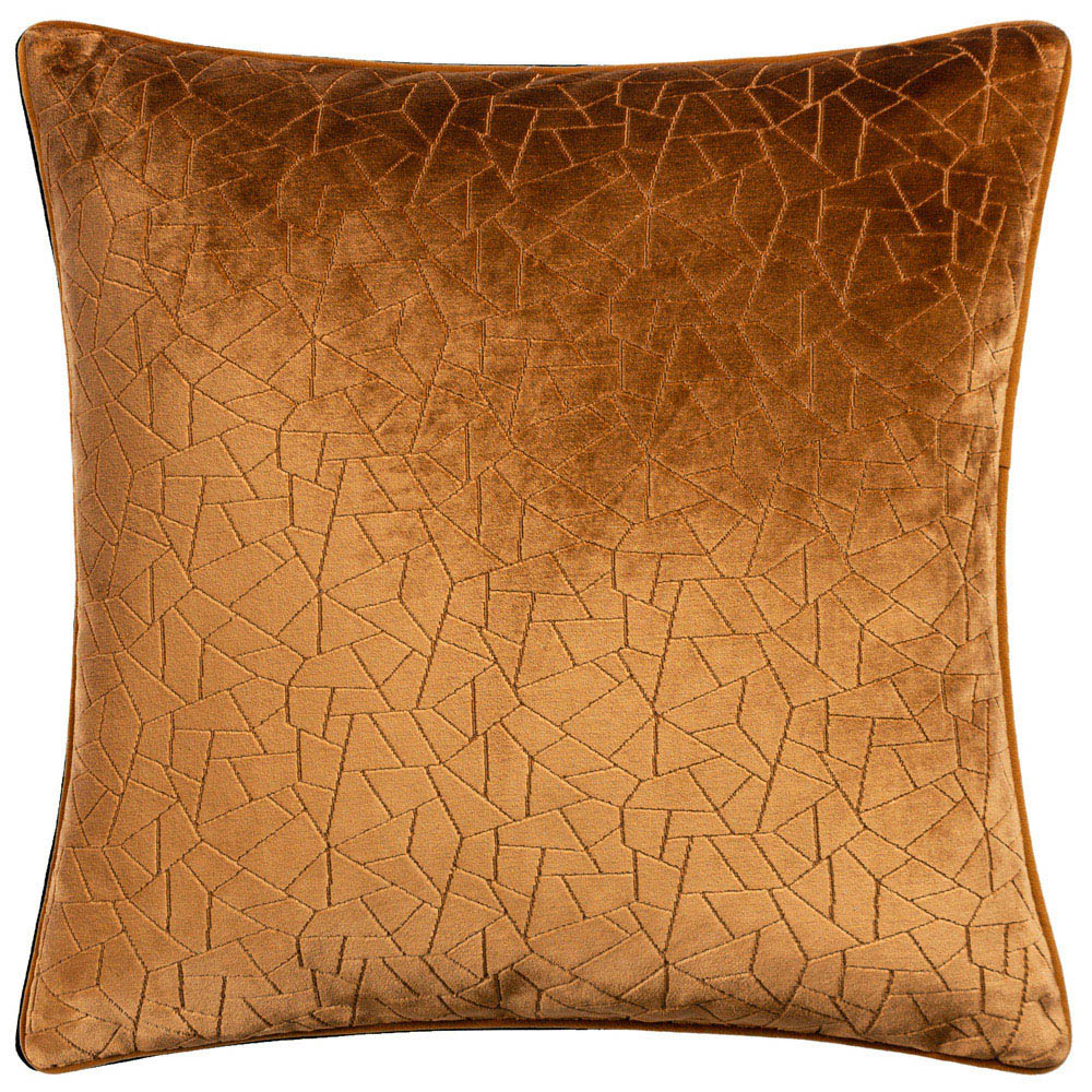Hoem Malans Bronze Cut Velvet Piped Cushion Image 1