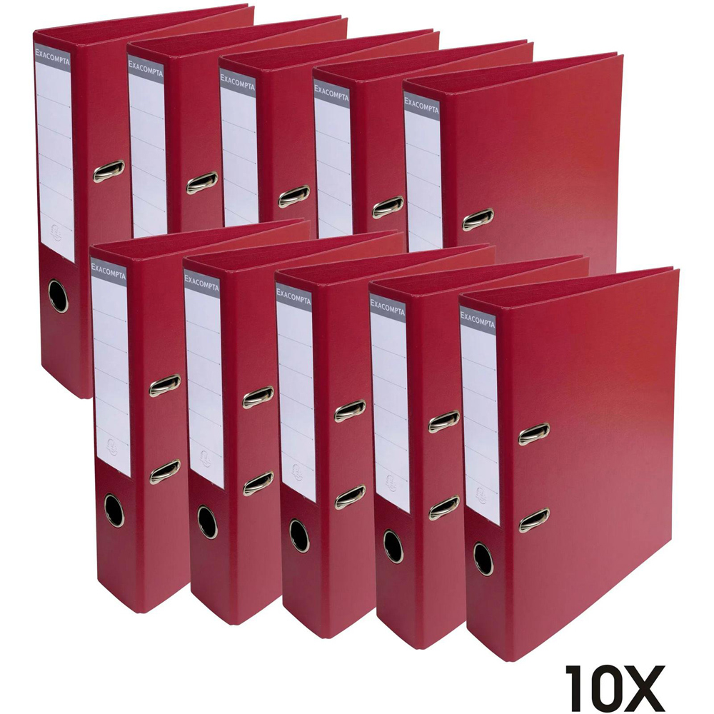Exacompta PremTouch A4 Burgundy PVC Lever Arch File 10 Pack Image 6