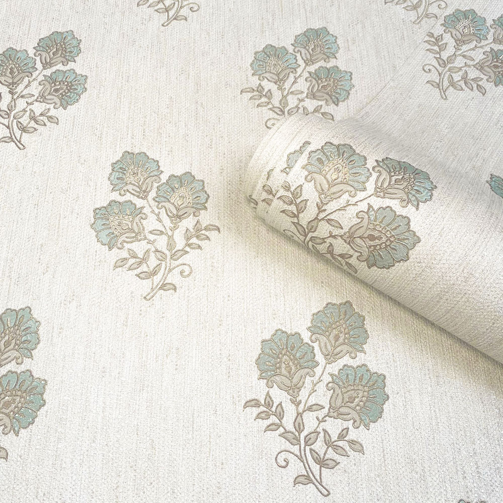 Belgravia Decor Carlotta Motif Green and Cream Wallpaper Image 2
