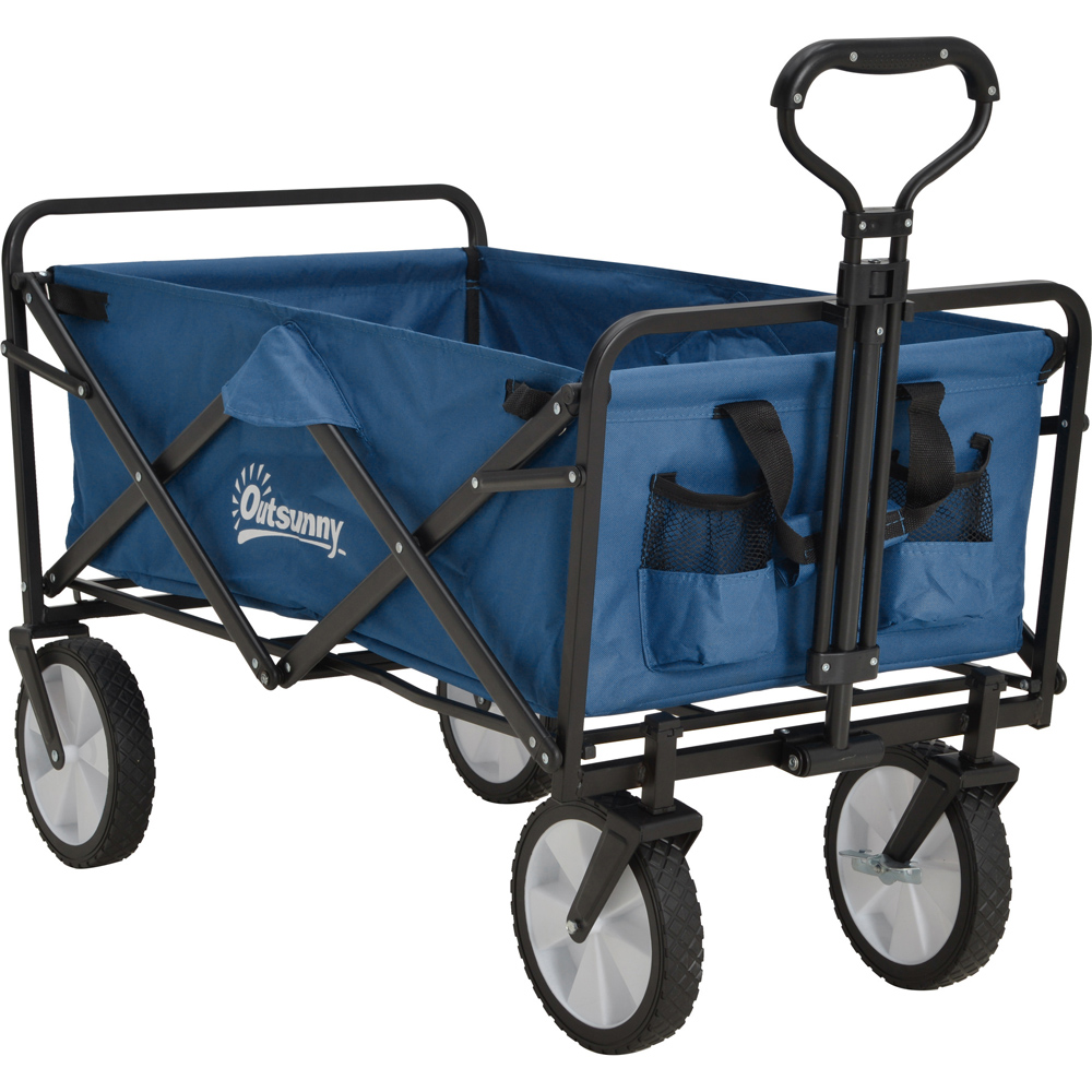 Outsunny Dark Blue Folding Cargo Trolley Cart 68kg Image 1
