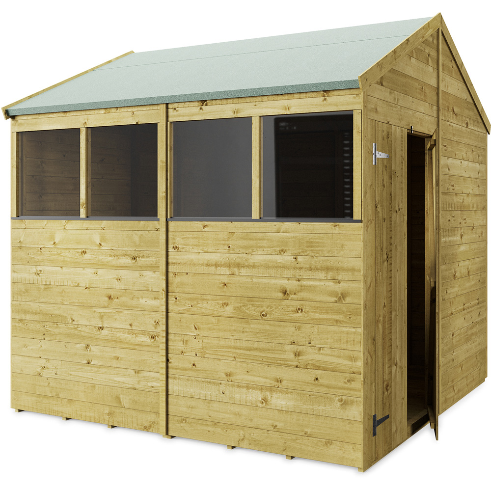 StoreMore 8 x 8ft Double Door Tongue and Groove Apex Shed with Window Image 2