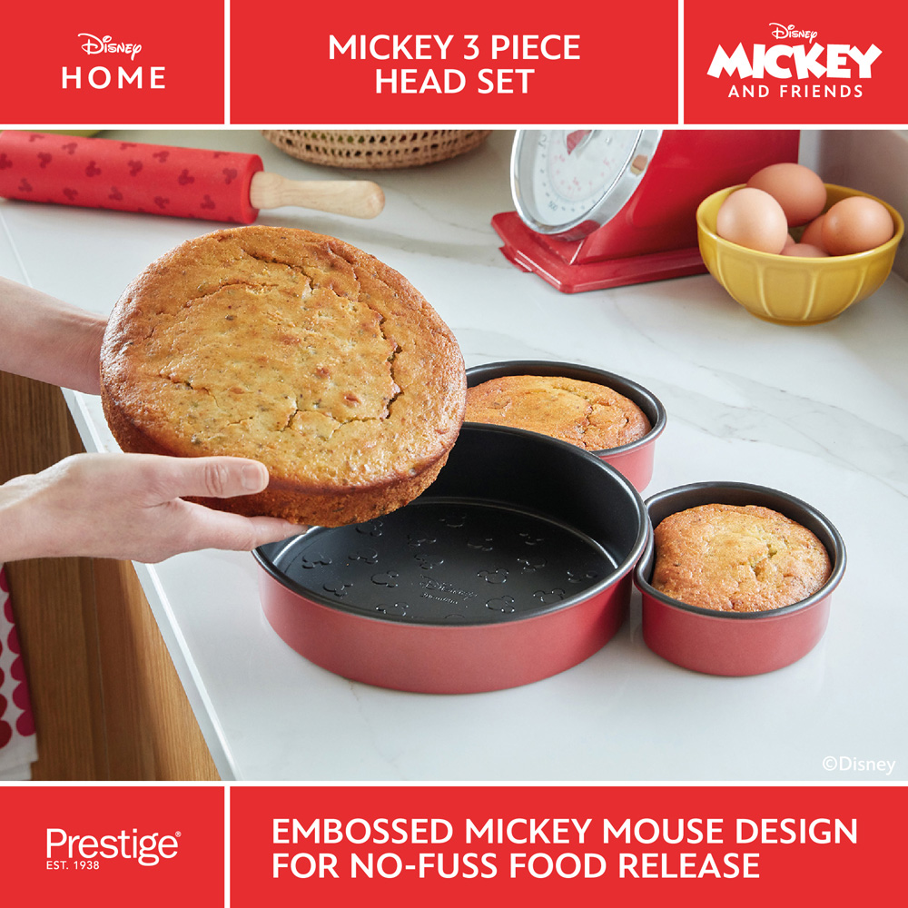 Prestige x Disney 3 Piece Mickey Head Cake Tin with Spatula and Spoonula Set Image 2