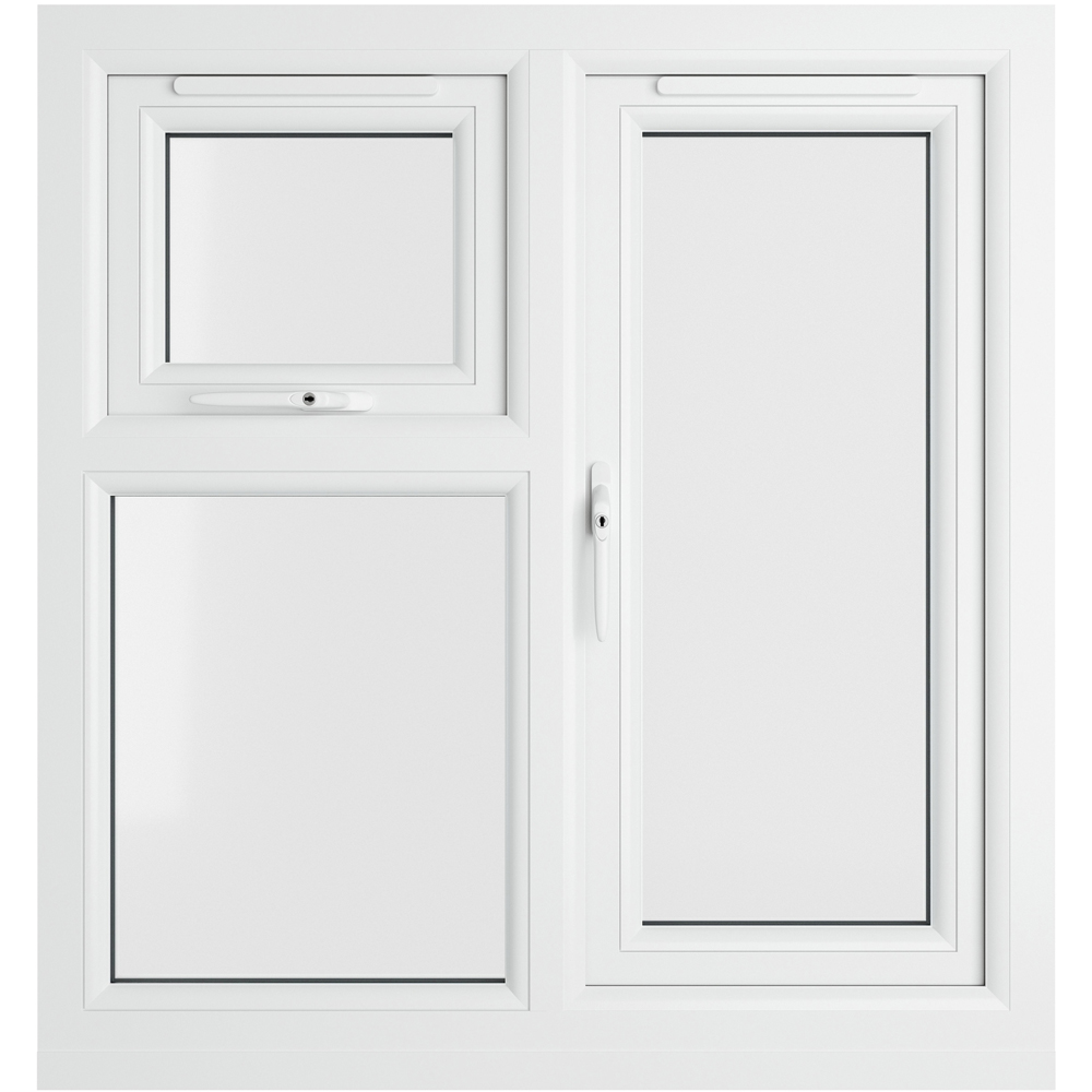 Crystal uPVC Double Glazed Window LH Side Hung and Top Opener Grey White Clear Glass 905x965mm Image 2