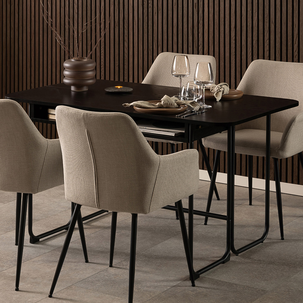 Florence Darlington 2 Shelf 4 Seater Dining Table Black Image 9
