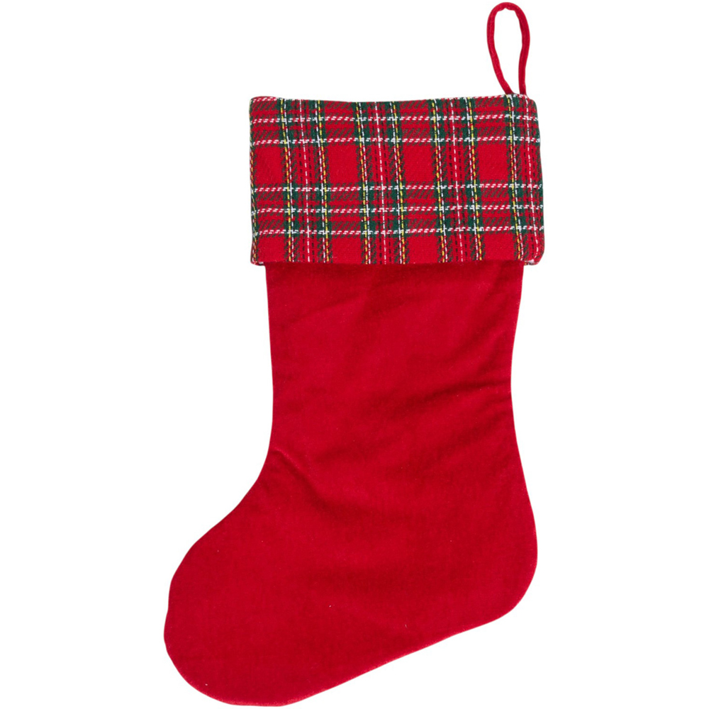Tartan Robin Stocking Red Image 3