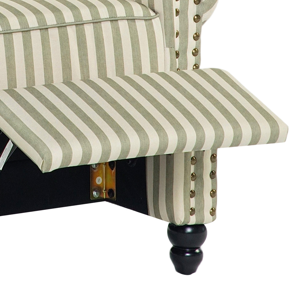 Living and Home Light Green Striped Wingback Recliner Armchair with Adjustable Backrest and Footrest Image 5