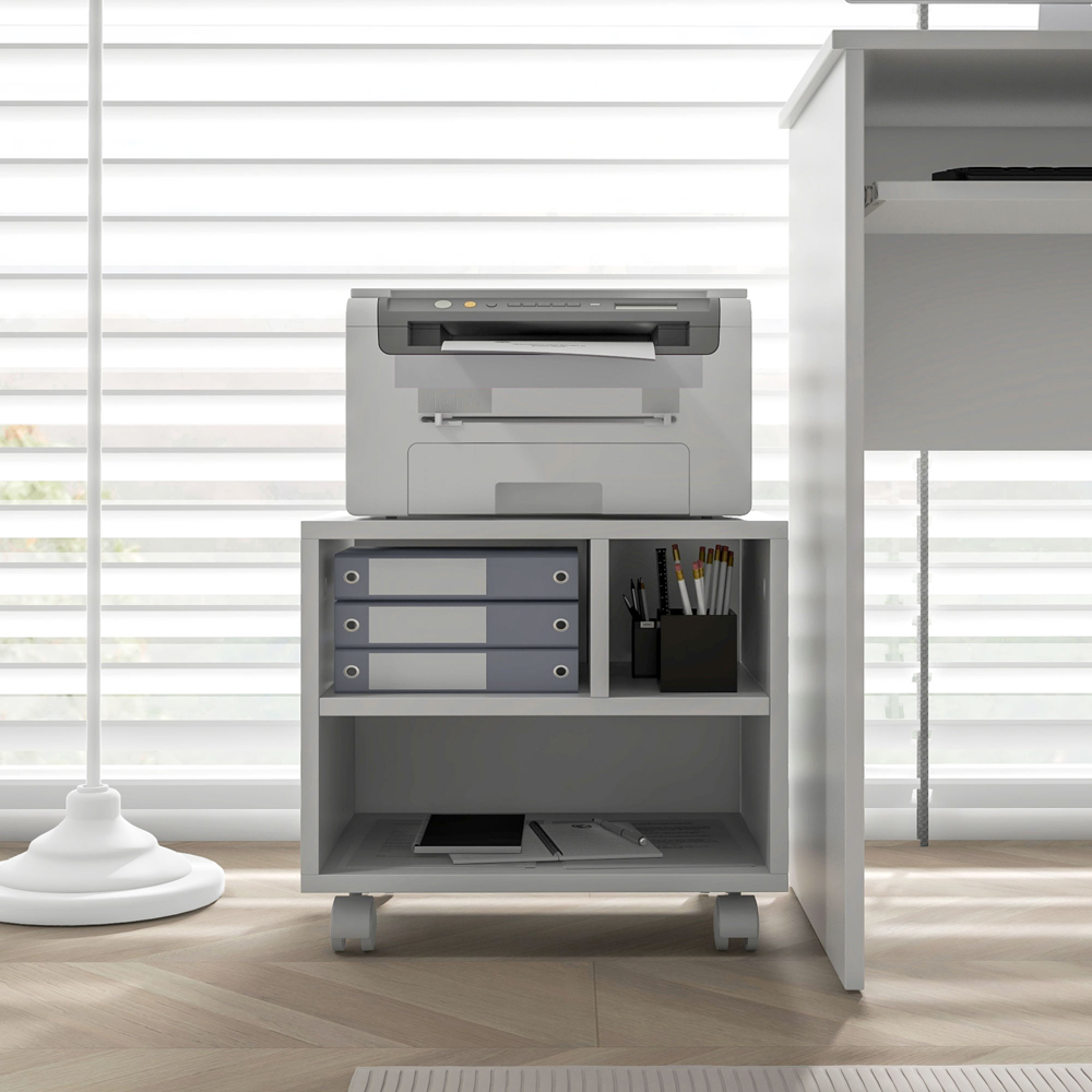 HOMCOM White Storage Printer Cart on Wheels Image 3