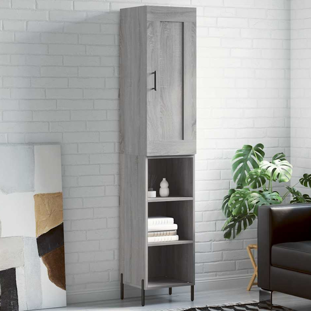 vidaXL Single Door 3 Shelf Grey Sonoma Highboard Image 1