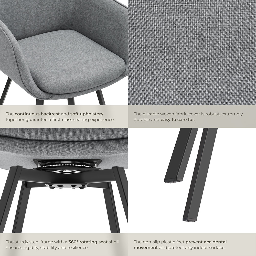 tectake Alicon Set of 6 Anthracite Dining Chair Image 5