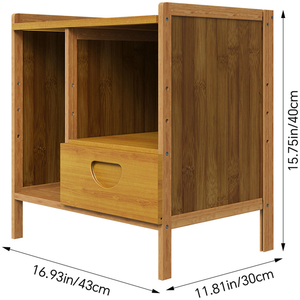Living and Home Single Drawer 2 Shelf Tawny Bedside Table Image 9