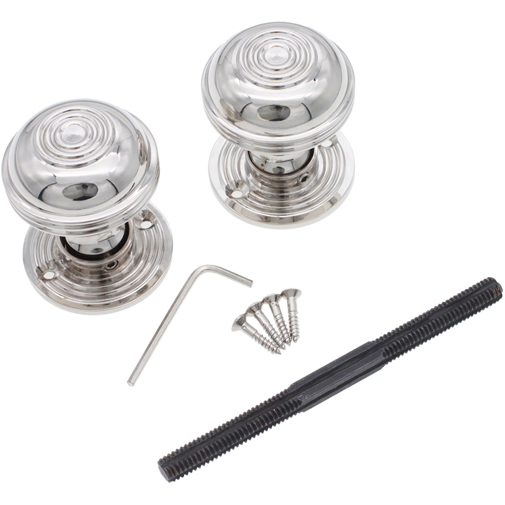 Spira Brass Polished Nickel Bloxwich Small 50mm Rim and Mortice Door Knob 2 Pack Image 4