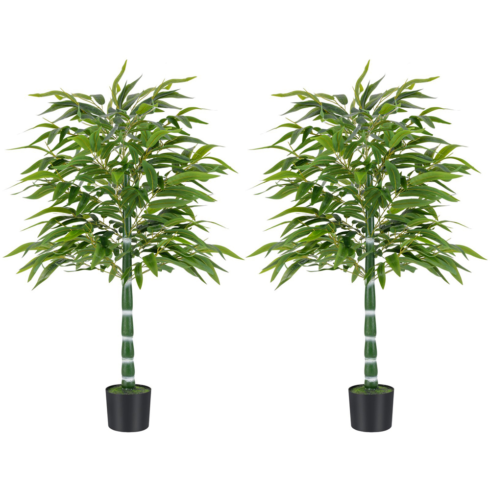 Costway Artificial Bamboo Tree in Plastic Nursery Pot 125cm 2 Pack Image 1
