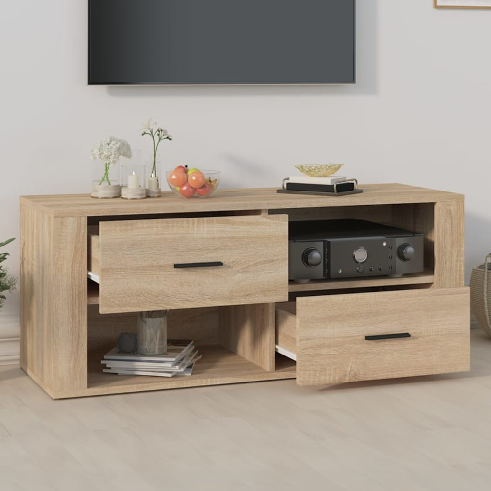 vidaXL 2 Drawer 2 Shelf Sonoma Oak TV Cabinet Image 1