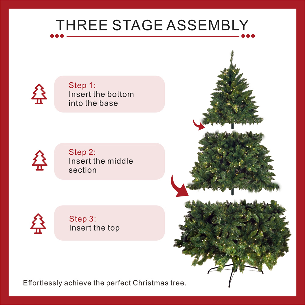 Abrihome Pre Lit Artificial Christmas Tree with Hinged Branches 7ft Image 6