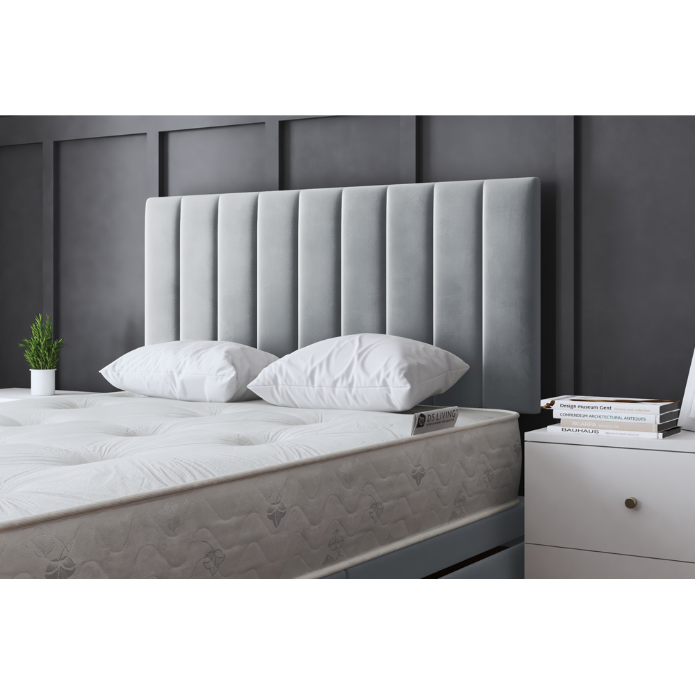 DS Living Amelia Small Double Silver Upholstered Panel Divan Bed Image 3