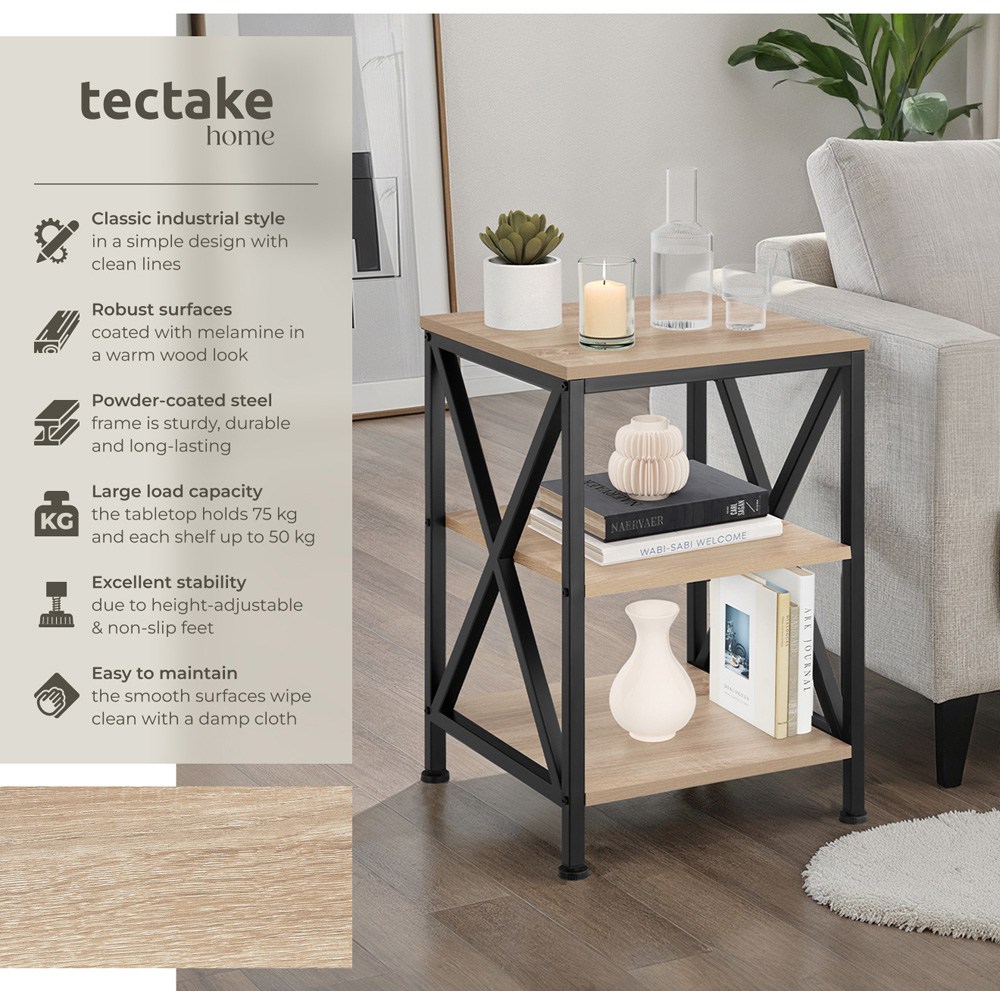 Tectake Nottingham 2 Shelf Sonoma Oak Bedside Table Image 3
