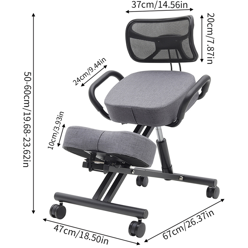 Living and Home Grey and Black Ergonomic Kneeling Chair Image 9