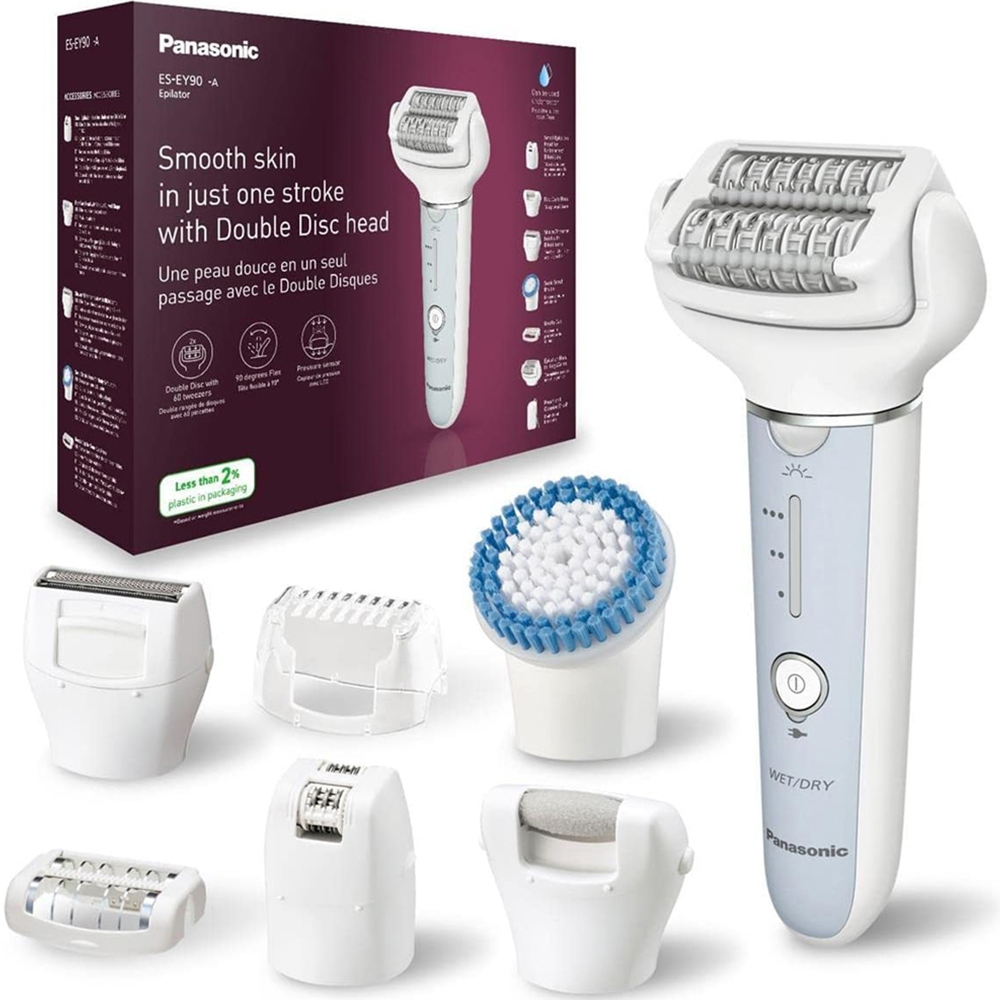 Panasonic ES-EY90-A511 White Double Disc Wet and Dry Epilator with 60 Tweezers Image 3