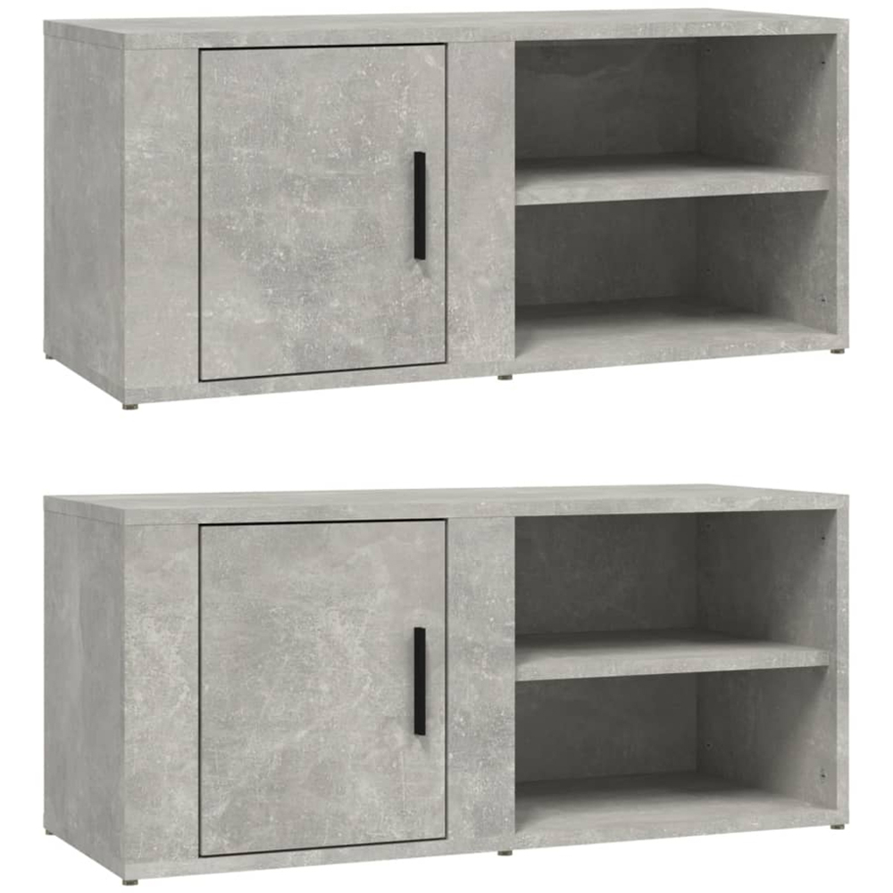 vidaXL Single Door 2 Shelf Concrete Grey TV Cabinet Set of 2 Image 8