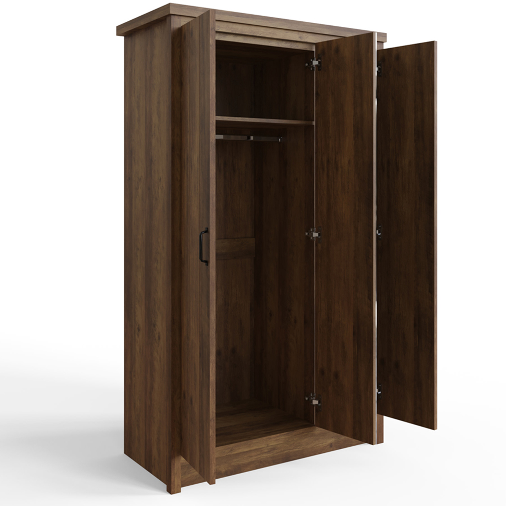 GFW Boston 3 Door Knotty Oak Mirrored Wardrobe Image 3