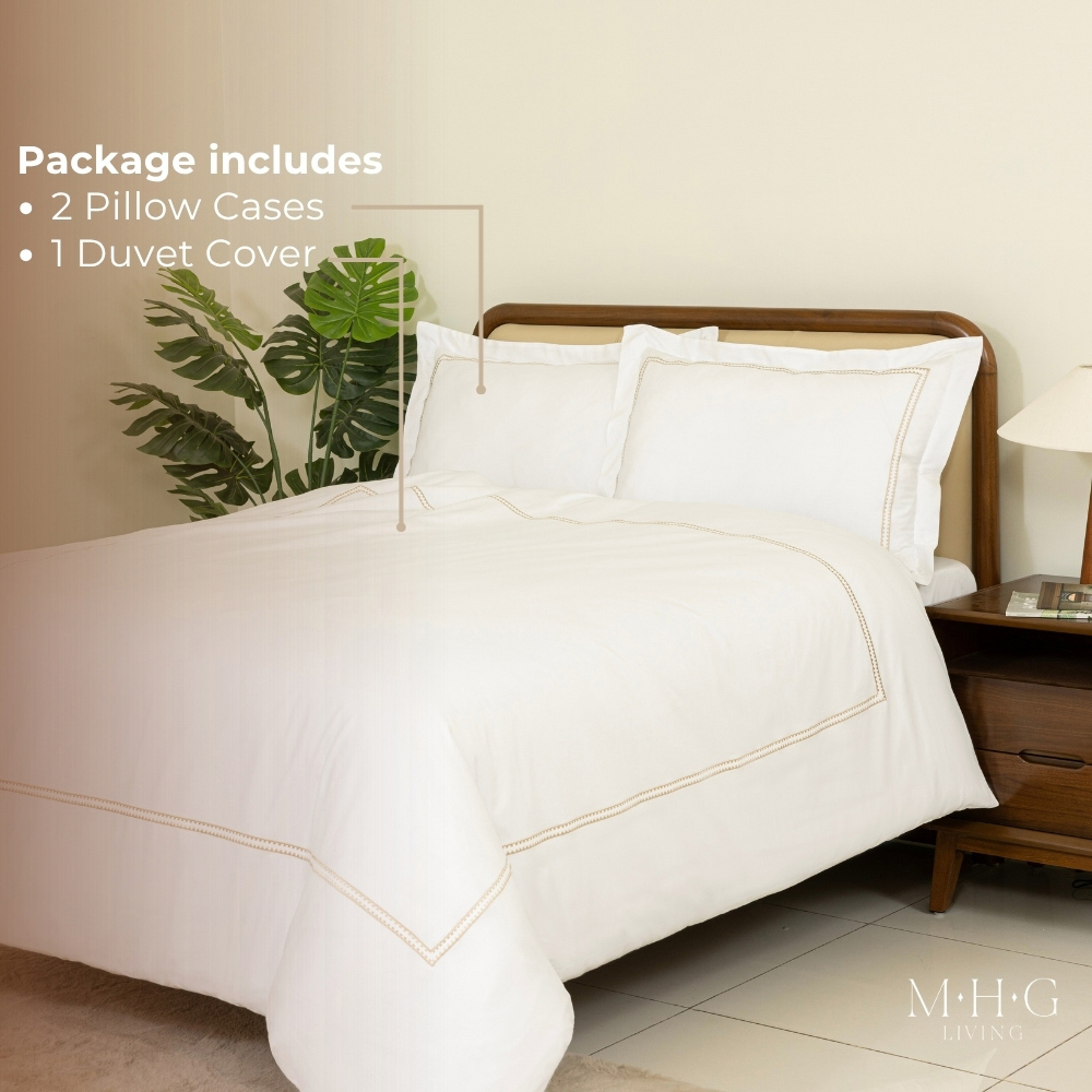 MHG Living King Size Mayfair Gold 200 Thread Count Duvet Cover Set Image 2