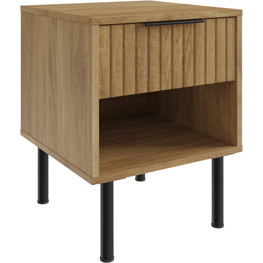 GFW Nervata Single Drawer Single Shelf Oak Lamp Table Image 3