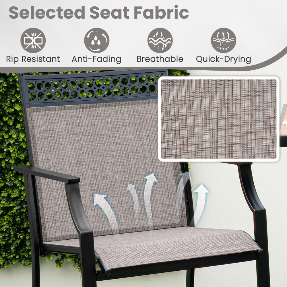 Costway Set of 2 Grey Outdoor Patio Chairs with Footrest Image 6