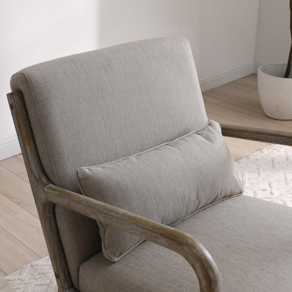 Otis Oatmeal Linen Light Frame Static Armchair with Bolster Cushion Image 6