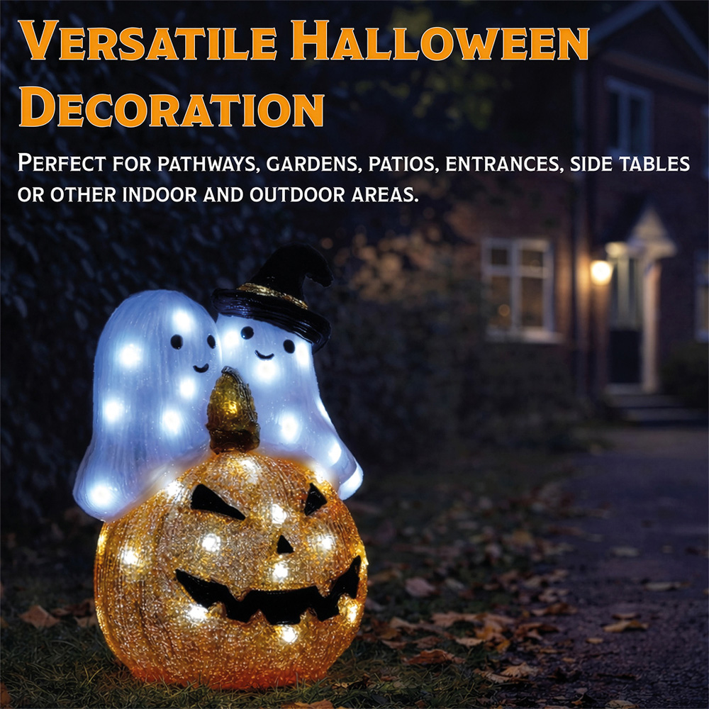 FXLab 50 White LED Pumpkin and Ghost Halloween Decoration 26 x 15.5 x 35cm Image 6