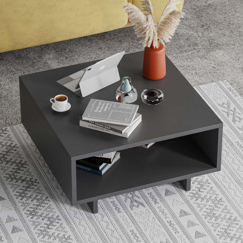 Decortie Hola Single Shelf Anthracite Modern Coffee Table Image 5