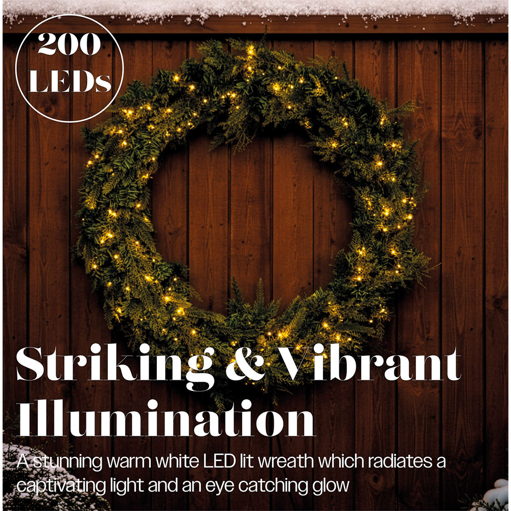 Xmas Haus 200 Warm White LED Christmas Wreath 94cm Image 6