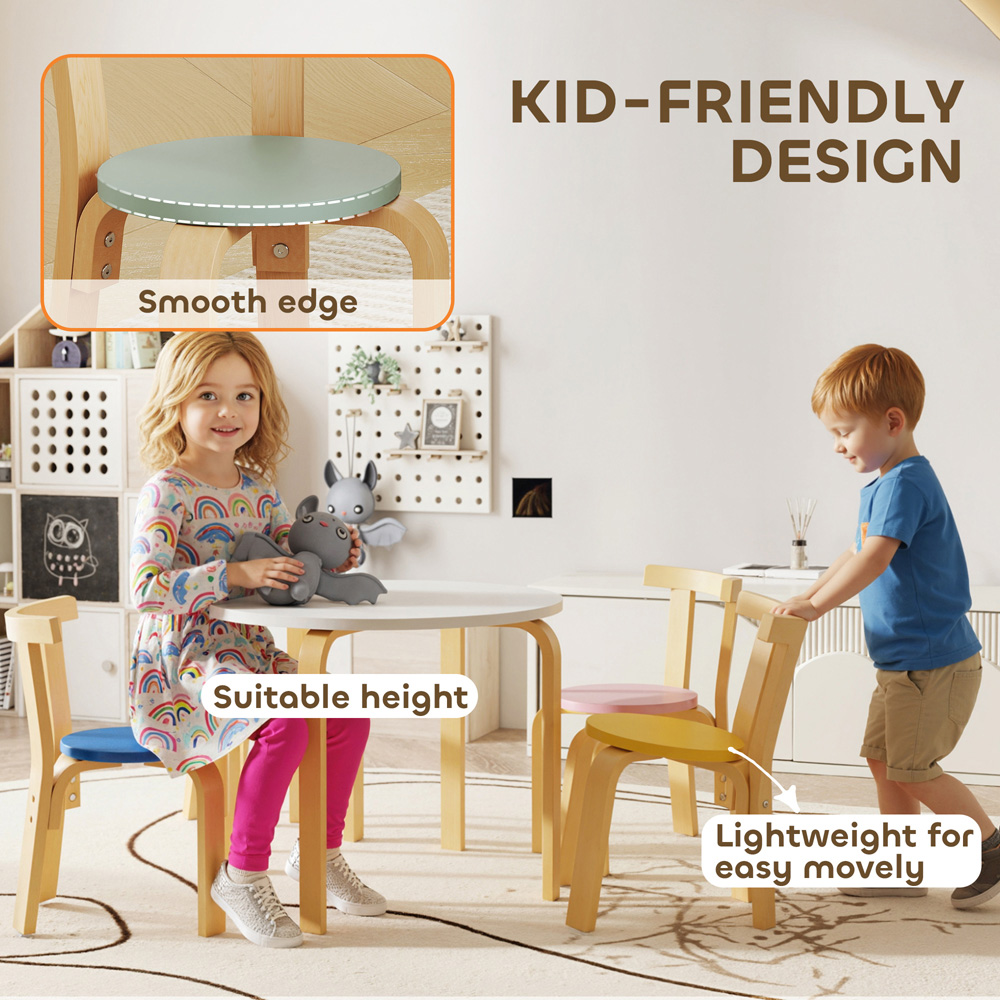 AIYAPLAY 5 Piece Wooden Kids Art Table and Chairs Set Image 5