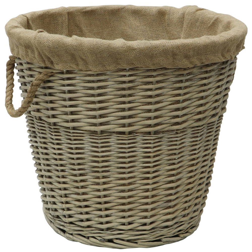 JVL Willow Antique Wash Log Basket with Rope Handles 46 x 37 x 52cm Image 1