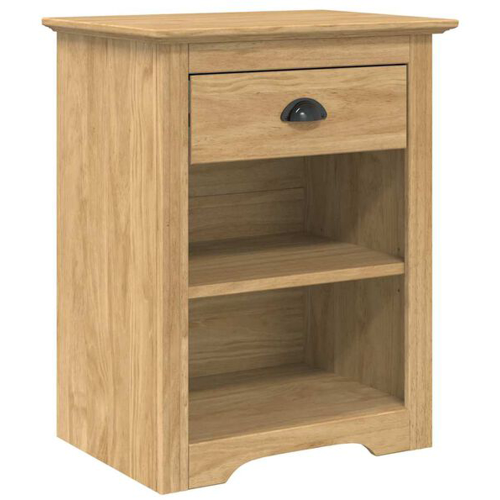 vidaXL Bodo 2 Shelf Single Drawer Honey Brown Wooden Bedside Cabinet Image 2