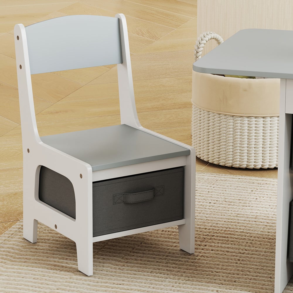 AIYAPLAY 6 Drawer Light Grey Kids Table and Chair Set Image 3